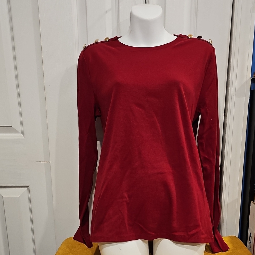 Rafaella LS Medium Top In Rhubarb Sz Med NWT